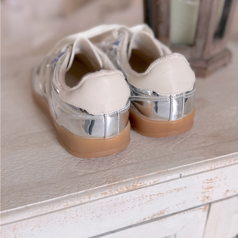 Madden Girl Metallic Silver and Gum-Soled Sneakers - Picture 8 of 8